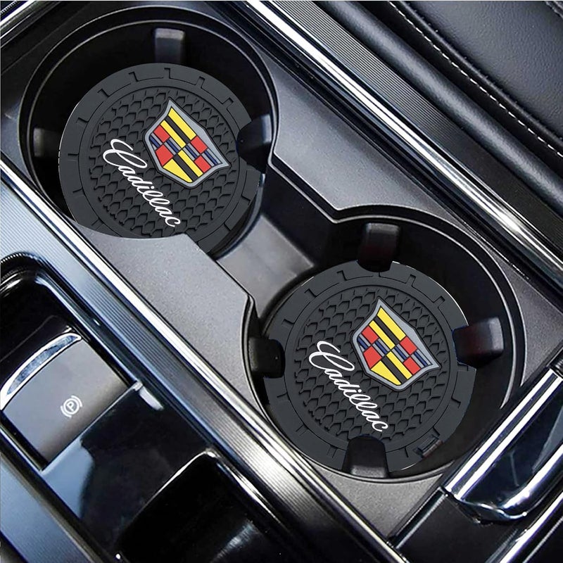 XIGRALUCK Car Cup Holder Coaster for Cadillac, Recessed Silicone Cup Holder Coaster Interior Accessories 2.75in 2Pieces Black - Image 2